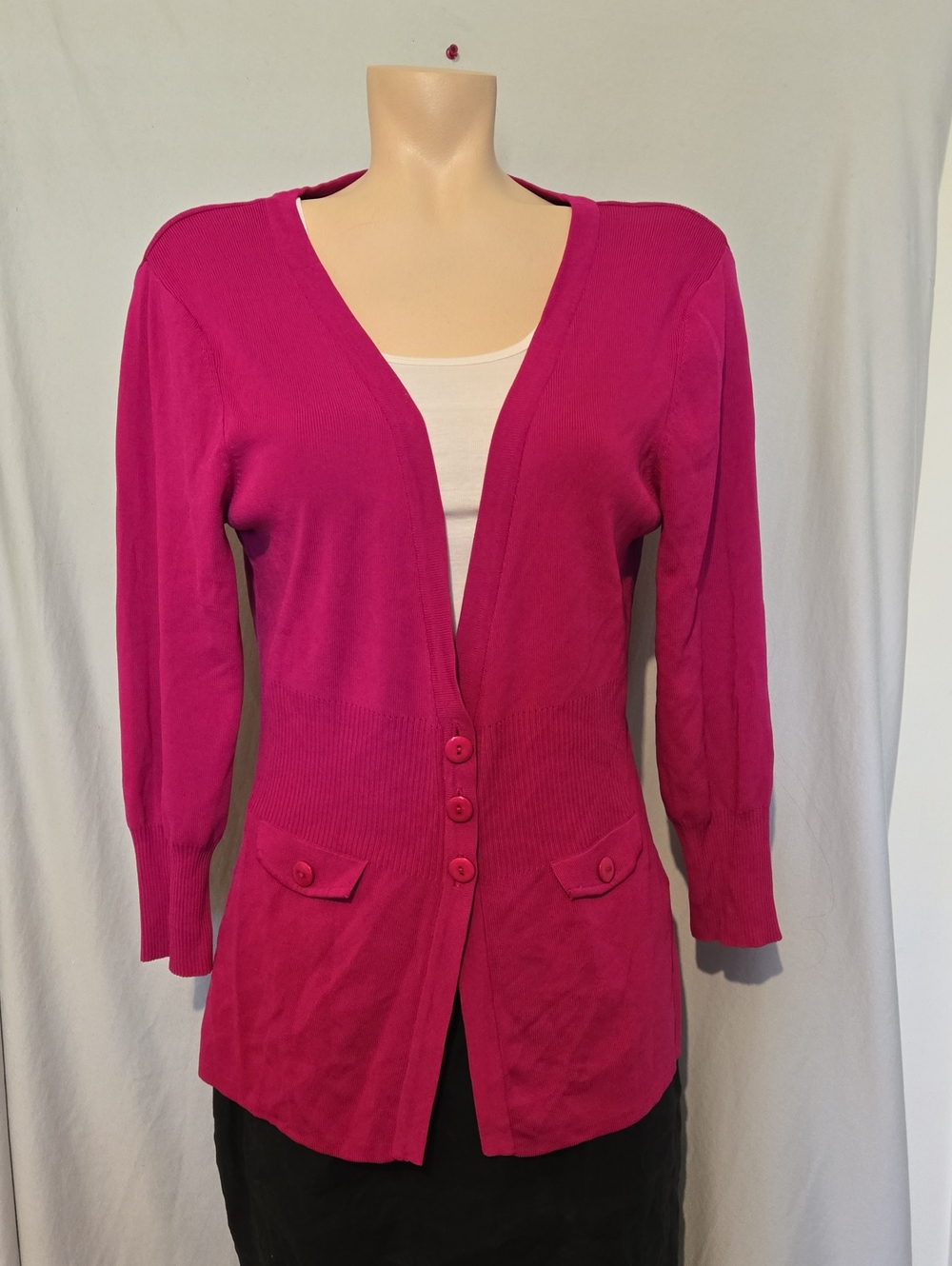 Harve Bernard Magenta Pink Women's Cardigan Sweater Size Large